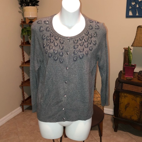 Ann Taylor Loft M Rabbit Hair Blend Cardigan Sweater Top - Picture 1 of 11